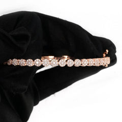 Ladies 10k Rose Gold 1.23 CTW Natural Diamond Solid Bracelet 22.1g Armlet - 7.5"