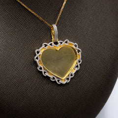 10k Yellow Gold 1.10CTW Diamond Heart Memory Pendant Infinity Border 16.5g Charm