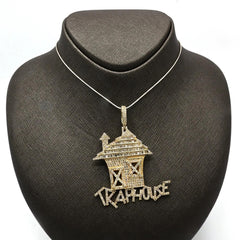 10k Yellow Gold 4.5 CTW Round/Baguette Diamond Trap House Pendant 20.4g Charm