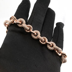 Pure 10k Rose Gold 15.3 CTW Natural Diamond Chain Links Bracelet 52g Armlet - 8"