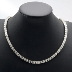 4.5MM Hip Hop Silver 2 CTW Round Diamond Tennis Chain 27.8g Men Necklace - 18