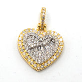 10k Two Tone Gold Baguette/Round 0.85CTW Diamond Heart Pendant 2.9g Women Charm