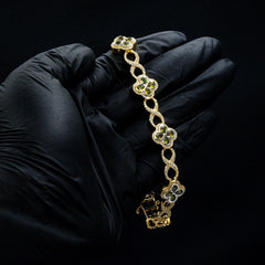 12.7MM 10k Yellow Gold Clove Infinity Link Bracelet 2.60 CTW Diamond 8" Armlet