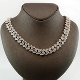 Hip Hop 14MM Men Silver 7.05CTW Diamond Cuban Necklace 148.33g Chain - 22 Inches