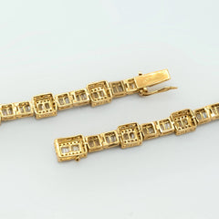 7.5MM 10k Yellow Gold Round/Baguette 22CTW Diamond 22" Tennis Necklace 50g Chain