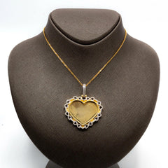 10k Yellow Gold 1.10CTW Diamond Heart Memory Pendant Infinity Border 16.5g Charm