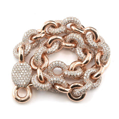 Pure 10k Rose Gold 15.3 CTW Natural Diamond Chain Links Bracelet 52g Armlet - 8"