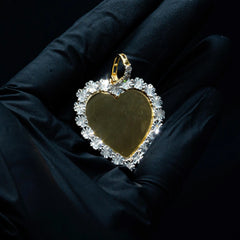 925 Silver with 0.1CTW Diamond Illusion Setting Heart Memory Pendant 7.2g Charm