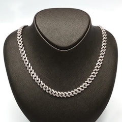 8MM 10k White Gold 2 Row 5.25CTW Diamond Cuban Necklace 41.73g Chain - 20 Inches