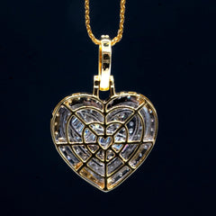 10k Two Tone Gold Baguette/Round 0.85CTW Diamond Heart Pendant 2.9g Women Charm