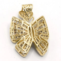 10k Gold 2.25CT Diamond Baguette/Round Butterfly Pendant Heart Bail 9.94g Charm