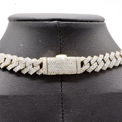22" Men 10.3mm 10k Yellow Gold 22 CTW Diamond Snake Cuban Necklace