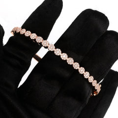 Ladies 10k Rose Gold 1.23 CTW Natural Diamond Solid Bracelet 22.1g Armlet - 7.5"