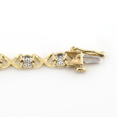 10k Yellow Gold 0.55CTW Round Diamond XOX Shape Bracelet 9.57g Armlet - 7 Inches