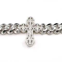 10k White Gold 8.4CTW Natural Diamond Cross Cuban Bracelet 48.05g Armlet - 8.5"