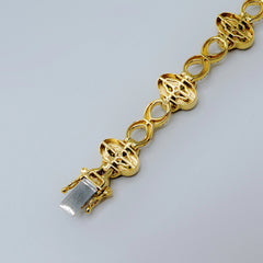 12.7MM 10k Yellow Gold Clove Infinity Link Bracelet 2.60 CTW Diamond 8" Armlet