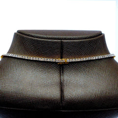 3MM 10k Yellow Gold 2 CTW Diamond "Love" Plate Tennis Chain 18" Women Necklace