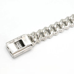 10MM Mens 925 Silver 5.5 CTW Round/Baguette Diamond Bracelet 8" Hip Hop Armlet