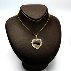 925 Silver with 0.1CTW Diamond Illusion Setting Heart Memory Pendant 7.2g Charm