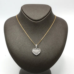 10k White Gold 1.75 CTW Baguette/Round Diamond Heart Pendant Diamond Bail Charm
