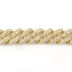 10k Yellow Gold 4.85 CTW Natural Round Diamond Cuban Bracelet 25.1g Armlet - 8"