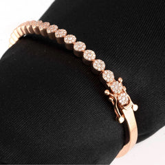 Ladies 10k Rose Gold 1.23 CTW Natural Diamond Solid Bracelet 22.1g Armlet - 7.5"