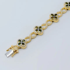 12.7MM 10k Yellow Gold Clove Infinity Link Bracelet 2.60 CTW Diamond 8" Armlet