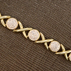 10k Yellow Gold 0.55CTW Round Diamond XOX Shape Bracelet 9.57g Armlet - 7 Inches