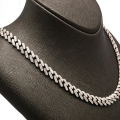 8MM 10k White Gold 2 Row 5.25CTW Diamond Cuban Necklace 41.73g Chain - 20 Inches