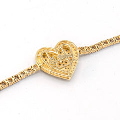 3MM 10k Yellow Gold 2.85CT Diamond 3 Graduating 16MM Heart 7.5" Tennis Bracelet