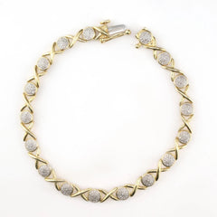 10k Yellow Gold 0.55CTW Round Diamond XOX Shape Bracelet 9.57g Armlet - 7 Inches
