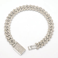 10MM Mens 925 Silver 5.5 CTW Round/Baguette Diamond Bracelet 8" Hip Hop Armlet