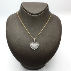 10k White Gold 1.75 CTW Baguette/Round Diamond Heart Pendant Diamond Bail Charm