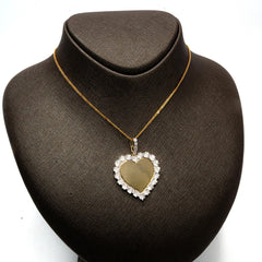 925 Silver with 0.1CTW Diamond Illusion Setting Heart Memory Pendant 7.2g Charm