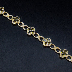 12.7MM 10k Yellow Gold Clove Infinity Link Bracelet 2.60 CTW Diamond 8" Armlet