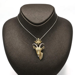 10k Yellow & White Gold 2 CTW Diamond Goat Head Crown Bail Pendant 10.55g Charm