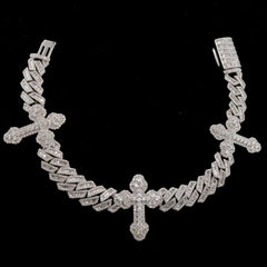 10k White Gold 8.4CTW Natural Diamond Cross Cuban Bracelet 48.05g Armlet - 8.5"