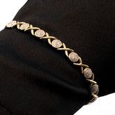 10k Yellow Gold 0.55CTW Round Diamond XOX Shape Bracelet 9.57g Armlet - 7 Inches