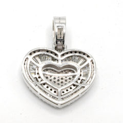 10k White Gold 1.75 CTW Baguette/Round Diamond Heart Pendant Diamond Bail Charm