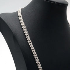 8.3MM Silver 11.23 CTW Diamond Snake Cuban Necklace 54g Chain For Men - 19.5"