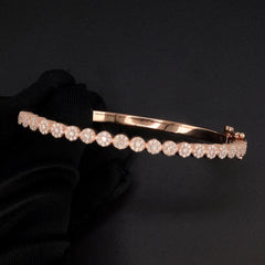 Ladies 10k Rose Gold 1.23 CTW Natural Diamond Solid Bracelet 22.1g Armlet - 7.5"