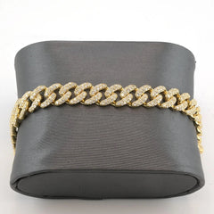 10k Yellow Gold 4.85 CTW Natural Round Diamond Cuban Bracelet 25.1g Armlet - 8"