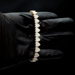 7.5MM 10k Yellow Gold 4.12 CTW Diamond Heart Tennis Bracelet 15.03g Armlet - 7"