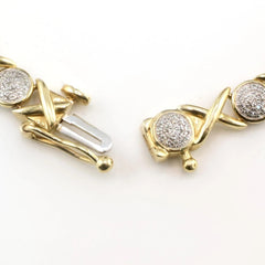 10k Yellow Gold 0.55CTW Round Diamond XOX Shape Bracelet 9.57g Armlet - 7 Inches