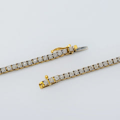 3MM 10k Yellow/Rose Gold 5 CTW Diamond Tennis Heart & Rose Necklace 20" Chain