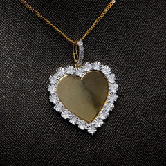 925 Silver with 0.1CTW Diamond Illusion Setting Heart Memory Pendant 7.2g Charm