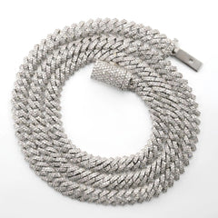 8.3MM Silver 11.23 CTW Diamond Snake Cuban Necklace 54g Chain For Men - 19.5"