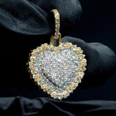 10k Two Tone Gold 1.15 CTW Diamond Heart Pendant 1 Row Diamond Bail 3.35g Charm