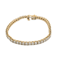10k Yellow Gold 2CTW Natural Diamond 7Inch Tennis Bracelet 10.3g Unisex Armlet