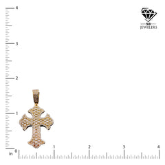 25MM 10k Yellow Gold 1.36CTW Natural Diamond 5g Cross Religious Pendant Charm